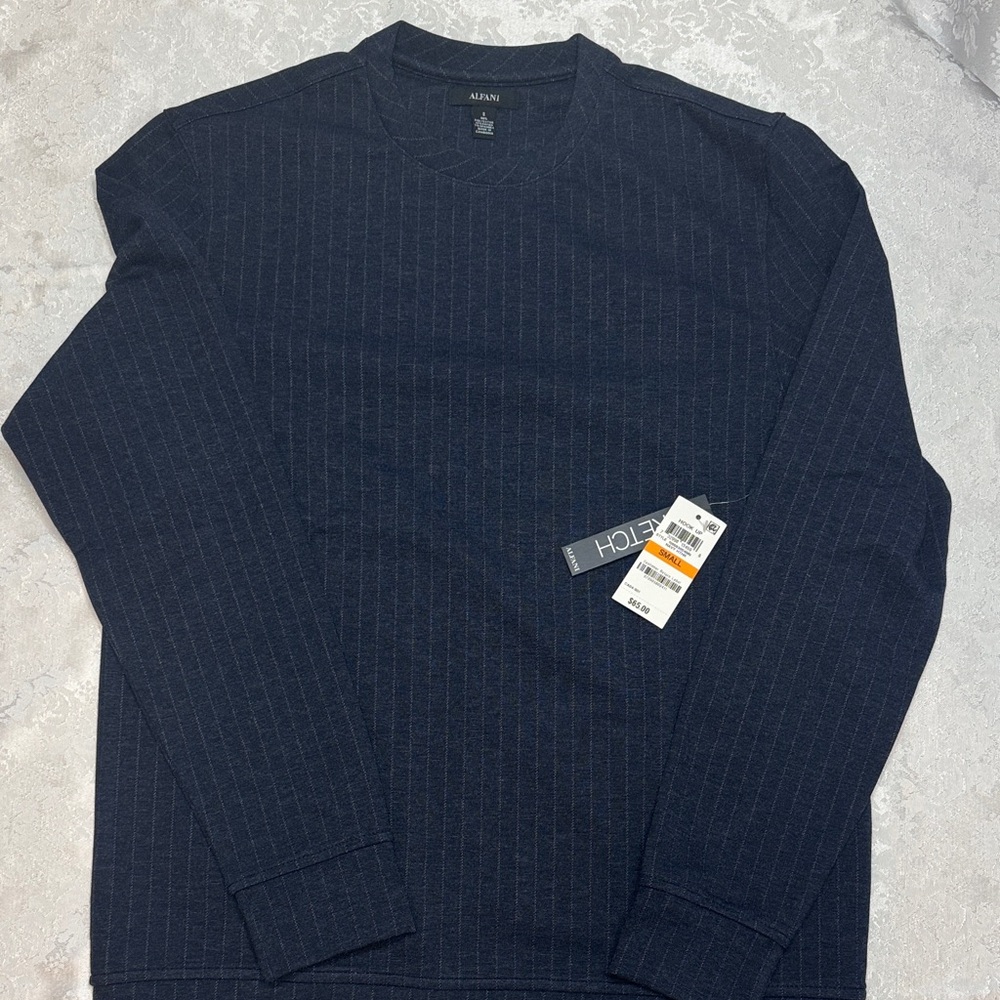 Alfani Men's Navy Pinstripe Pullover Sweater